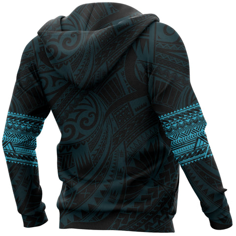 Image of Aotearoa Maori Tattoo All Over Hoodie Blue