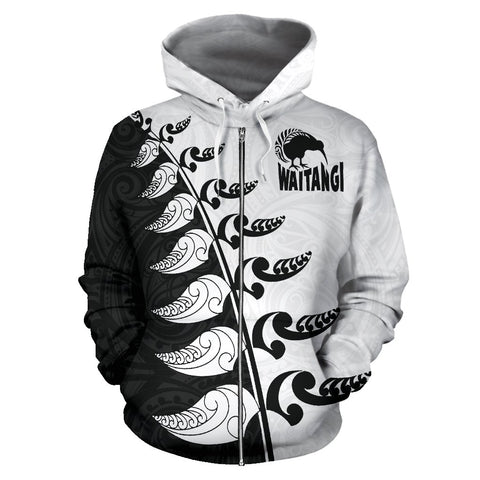 Image of Happy Waitangi Day Zip Hoodie Black White