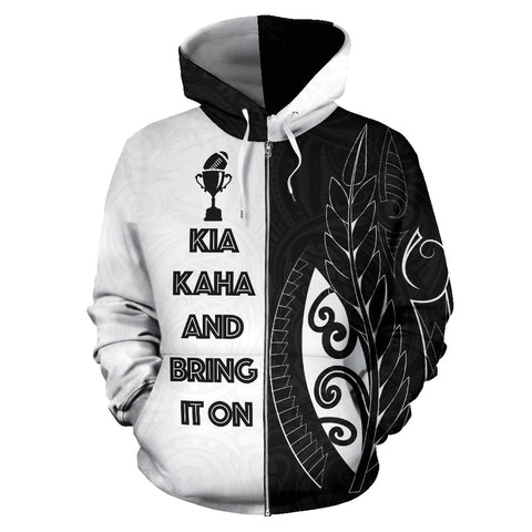 Image of Kia Kaha And Bring It On Zip Up Hoodie | New Zealand Rugby Hoodie