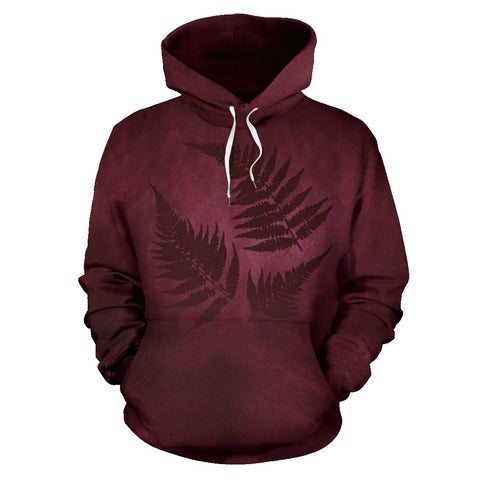 Image of Burgundy New Zealand Fern Hoodie - Men's/Women's Hoodie - Color dark red - hoodie front