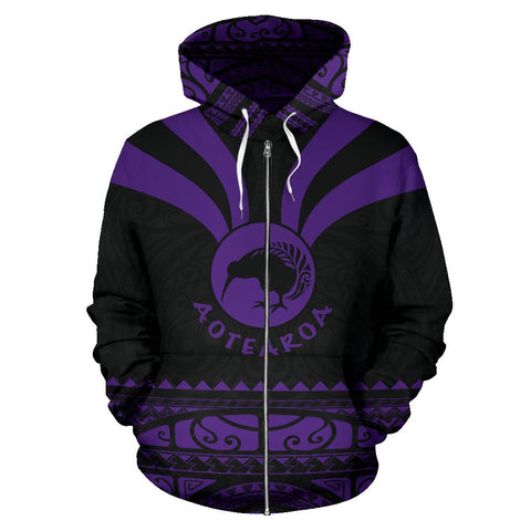 Image of Kiwi Hoodie |Maori Silver Fern Zip Up Violet