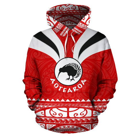 Image of Kiwi Hoodie |Maori Silver Fern Red