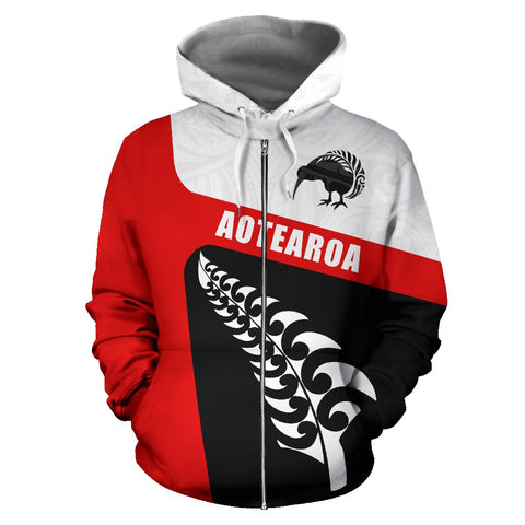 Image of Aotearoa Kiwi Fern Zip Up Hoodie front | New Zealand Hoodie