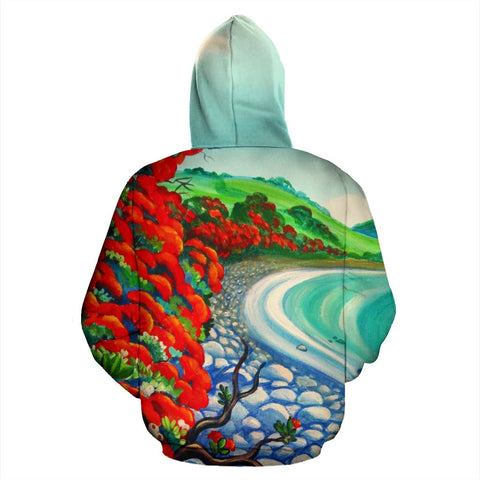Image of New Zealand Hoodie with Pohutukawa Design