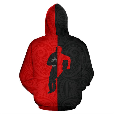 Image of Rugby Zip Up Hoodie - I Don't Need Therapy K2 - hoodie back - color black and red