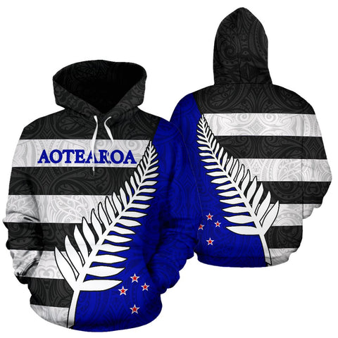Image of Aotearoa - New Zealand Silver Fern Pattern Maori front and back