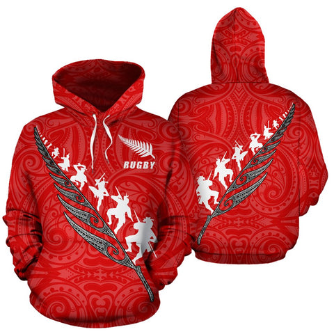Image of New Zealand Rugby Haka Fern Hoodie front and back
