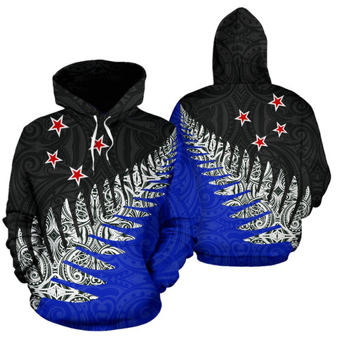 Image of New Zealand Pullover Hoodie with Silver Fern Design