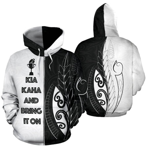 Image of New Zealand Rugby Hoodie | Kia Kaha And Bring It On Zip Up