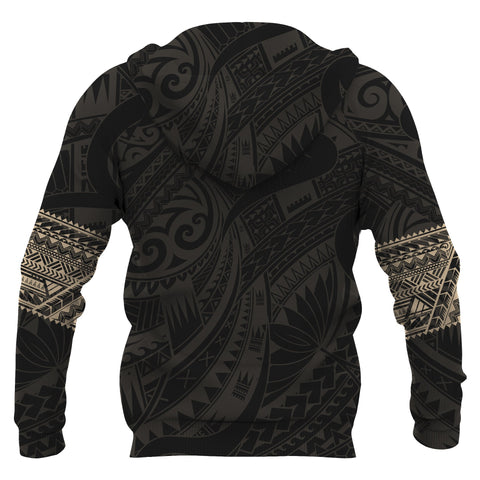 Image of Aotearoa Maori Tattoo All Over Hoodie Gold Back