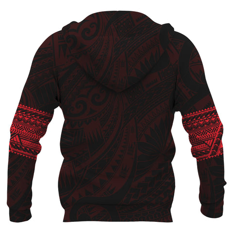 Image of Aotearoa Maori Tattoo All Over Hoodie Red Back