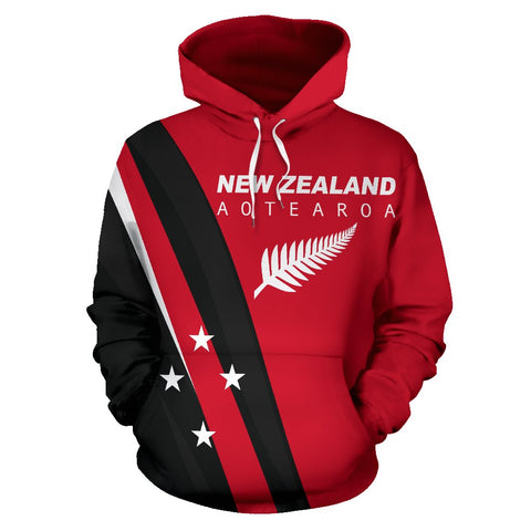 Image of New Zealand Aotearoa Silver Fern Hoodie Red 02 by The Oceania Store for Men and Women