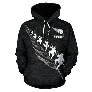New Zealand Rugby Haka Fern Hoodie black front | Rugby New Zealand Hoodie
