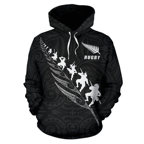 Image of New Zealand Rugby Haka Fern Hoodie black front | Rugby New Zealand Hoodie