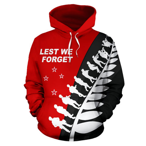 Image of Lest We Forget - New Zealand Hoodie Red color - Front for Men and Women