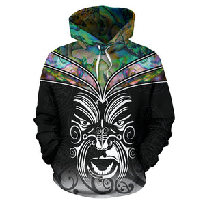 New Zealand Hoodie | Paua Shell with Maori Face Style