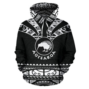 Kiwi Hoodie |Maori Silver Fern White