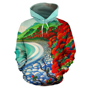 New Zealand Hoodie with Pohutukawa Design
