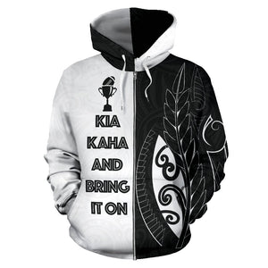 Kia Kaha And Bring It On Zip Up Hoodie | New Zealand Rugby Hoodie