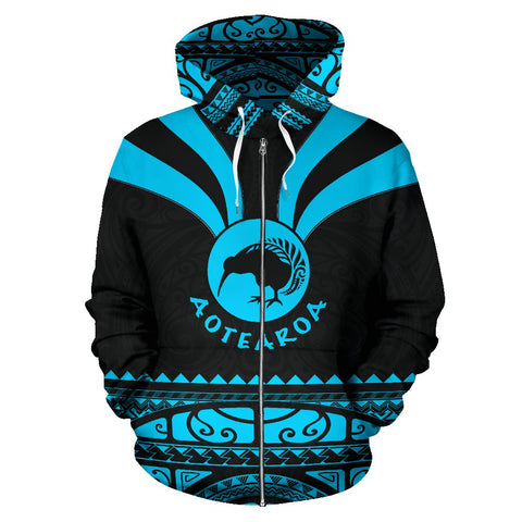 Image of Kiwi Hoodie |Maori Silver Fern Zip Up Blue