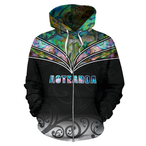Image of Aotearoa Paua Shell Zip Up Hoodie front