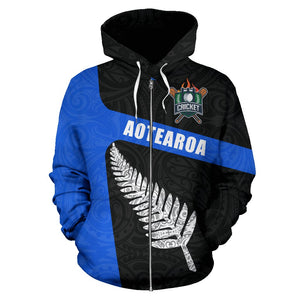 Aotearoa Cricket Zip Up Hoodie front | New Zealand Hoodie Cricket