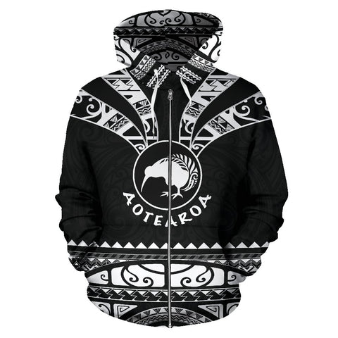 Image of Kiwi Hoodie |Maori Silver Fern Zip Up White