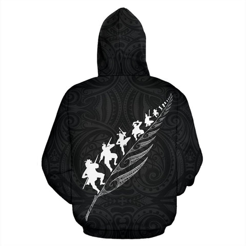 Image of Rugby Haka Fern Zip Up Hoodie Black 02 back