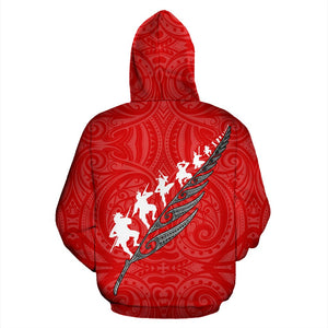 New Zealand Rugby Hoodie | Haka Fern Zip Up Red Design