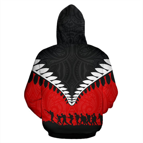 Image of New Zealand Lest We Forget Hoodie Black Red Back