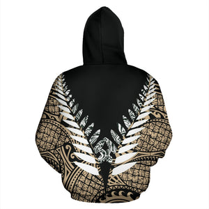 New Zealand Aotearoa Silver Fern Hoodie - Gold Vline Version K4