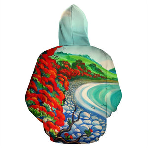 New Zealand Hoodie with Pohutukawa Zip Up Style