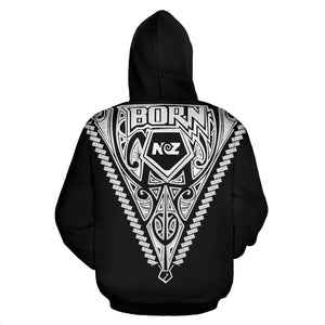 New Zealand Hoodie with Polynesian Tattoo White