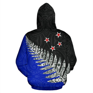 New Zealand Pullover Hoodie with Silver Fern Design
