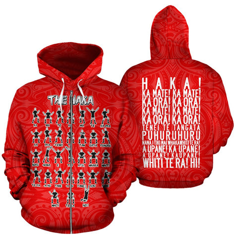 Image of New Zealand Rugby Hoodie | Haka Dance Zip Up Red