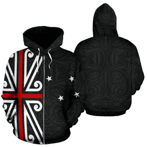 Maori New Zealand Flag Design Zip Up Hoodie