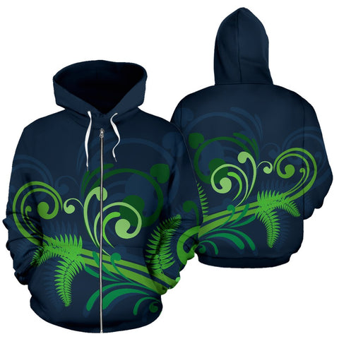 Image of New Zealand Silver Fern Zip Up Hoodie Green