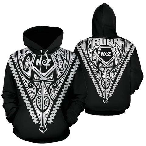 Image of Born New Zealand Hoodie - Polynesian Tattoo„¢ White by The Oceania Store for Men and Women