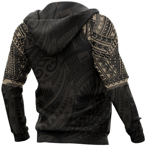Image of Aotearoa Maori Tattoo Hei Matau All Over Hoodie Gold front and back