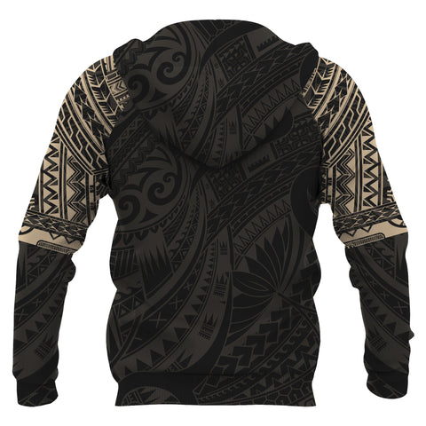 Image of Aotearoa Maori Tattoo Hei Matau All Over Hoodie Gold back
