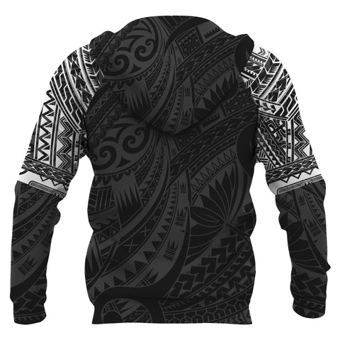 Image of Aotearoa Maori Tattoo Hei Matau All Over Hoodie White back