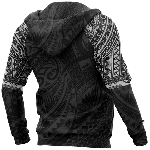 Image of Aotearoa Maori Tattoo Hei Matau All Over Hoodie White front and back