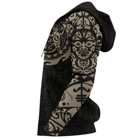 Image of Maori Tangaroa Tattoo New Zealand All Over Hoodie - Black Mix Golden color - Sleeves - For Men and Women