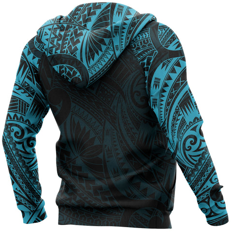 Image of Turtle Maori Tattoo All Over Hoodie Blue