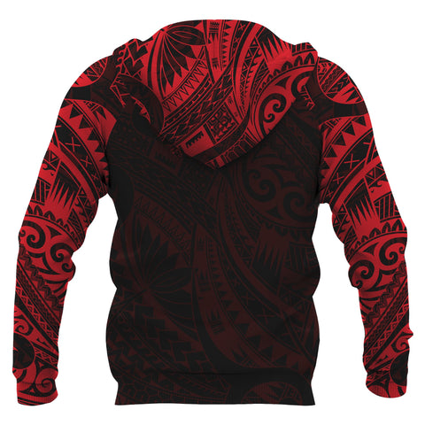 Image of Turtle Maori Tattoo All Over Hoodie Red back