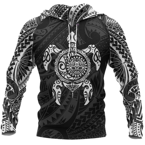 Image of Turtle Maori Tattoo All Over Hoodie White front