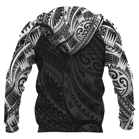 Image of Turtle Maori Tattoo All Over Hoodie white back